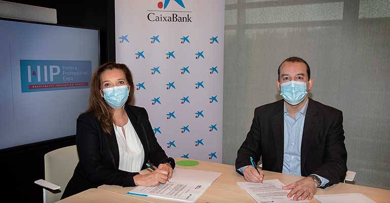 Ana Diez Fontana de CaixaBank y Albert Planas de Nebext, organizador de HIP