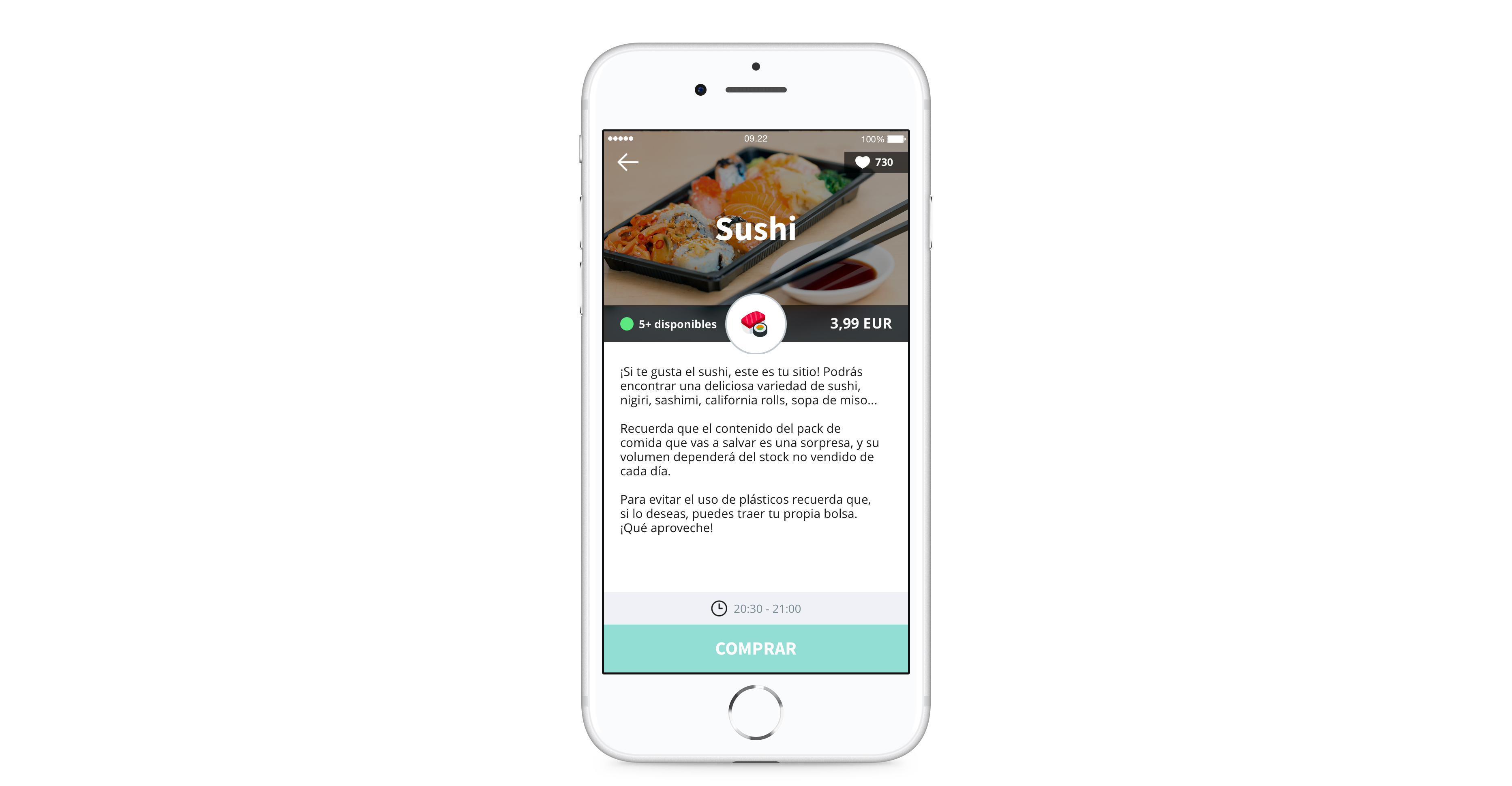 Vista de establecimiento en la app
