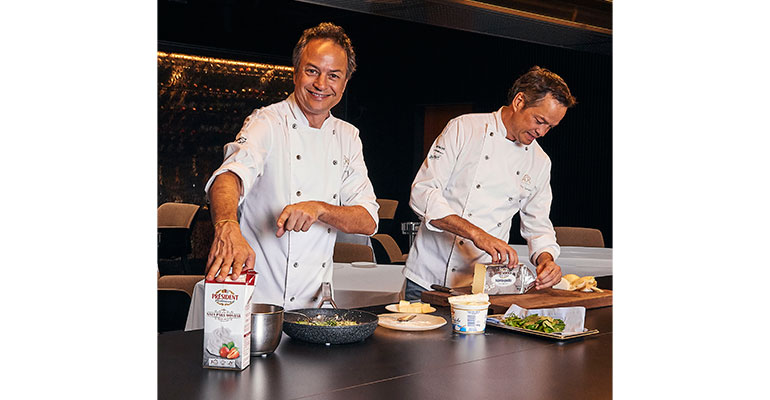 Los hermanos Torres cocinando con los productos de Président Profesional