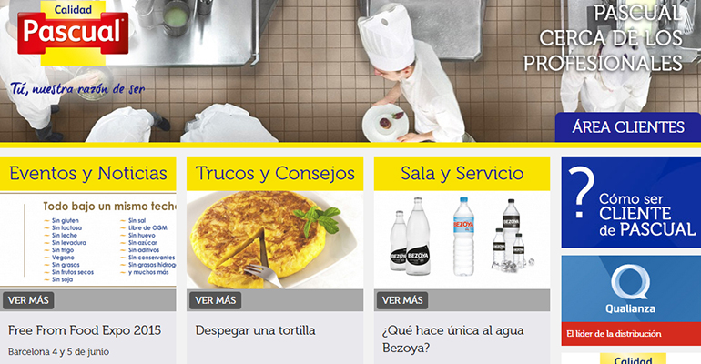 Nueva web profesional de calidad pascual para hosteleros