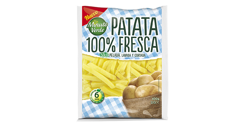 Patatas frescas envasadas listas para freír