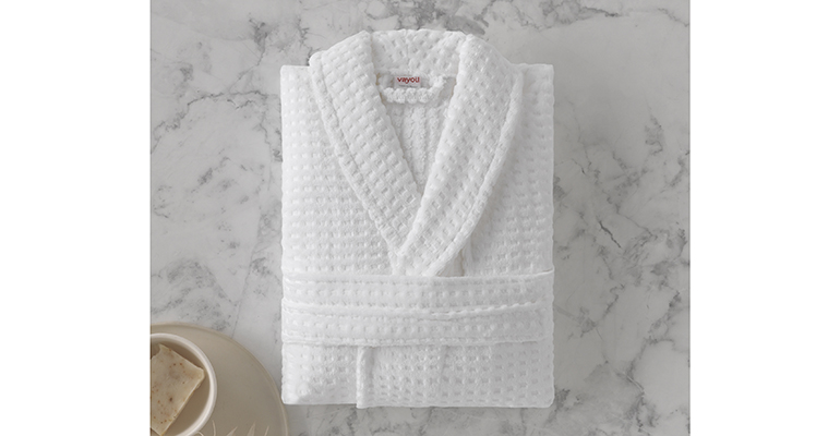 Albornoz 100% algodón con tejido de terciopelo jacquard y estilo minimalista