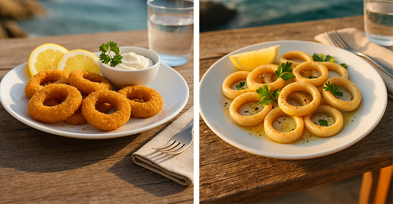 Aperitivos plant-based: anillas sabor calamar y varitas sabor merluza