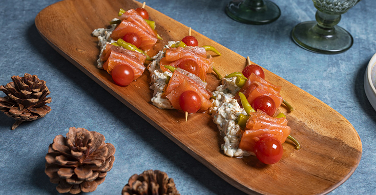 brochetas salmón Navidad