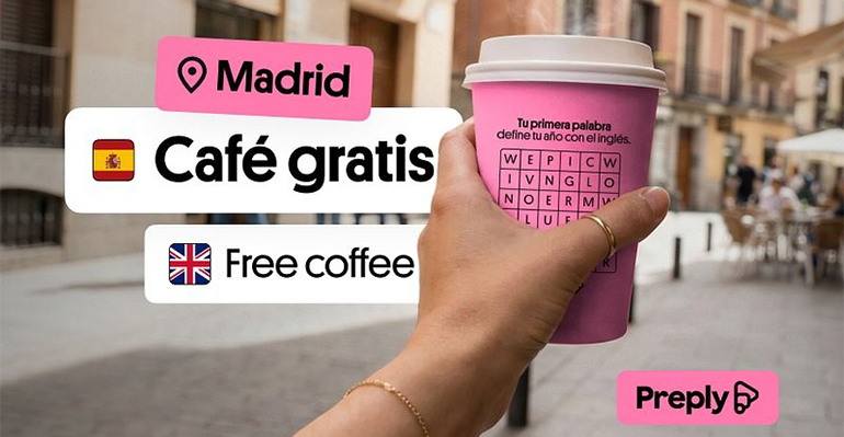 Café gratis en Madrid como estrategia de marketing: Preply impulsa el consumo experiencial