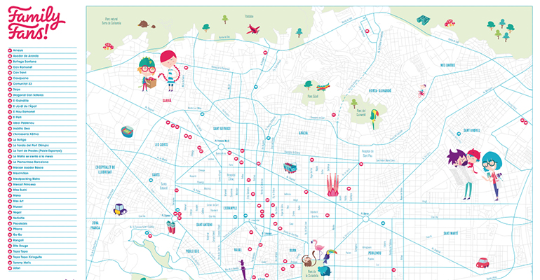 Mapa de restaurantes family fans