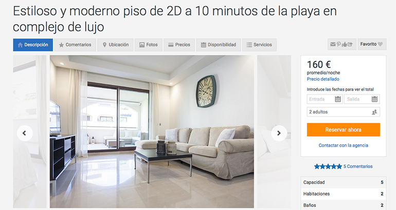 Homeaway anuncio piso en marbella