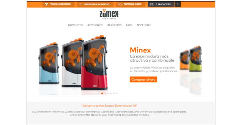 Zumex Store ofrece información sobre los productos